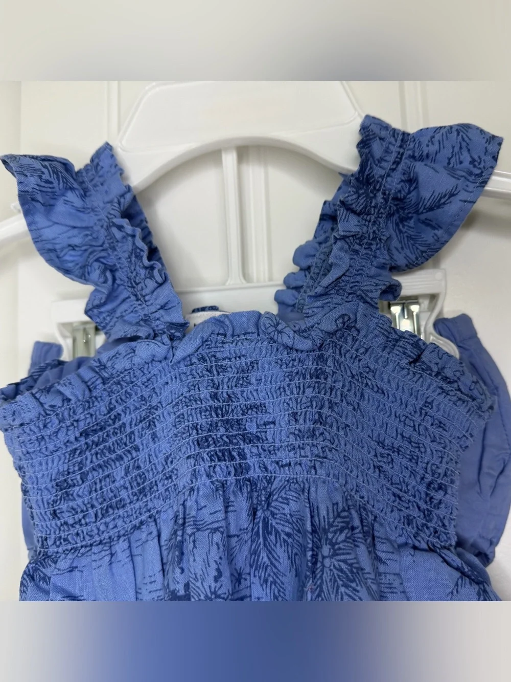 Baby Gap Blue June Toile Linen Sundress/bloomers Smocked Top 12-18M Beach Pebble
